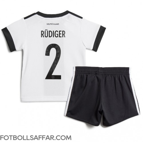 Tyskland Antonio Rudiger #2 Hemmadräkt Barn VM 2022 Kortärmad (+ Korta byxor)